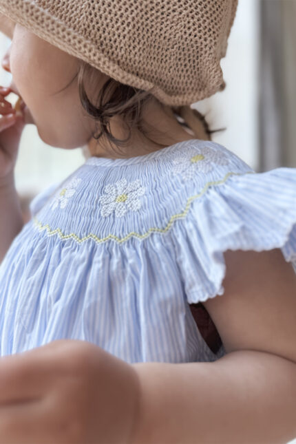 Daisy Hand Smocked Bishop Romper