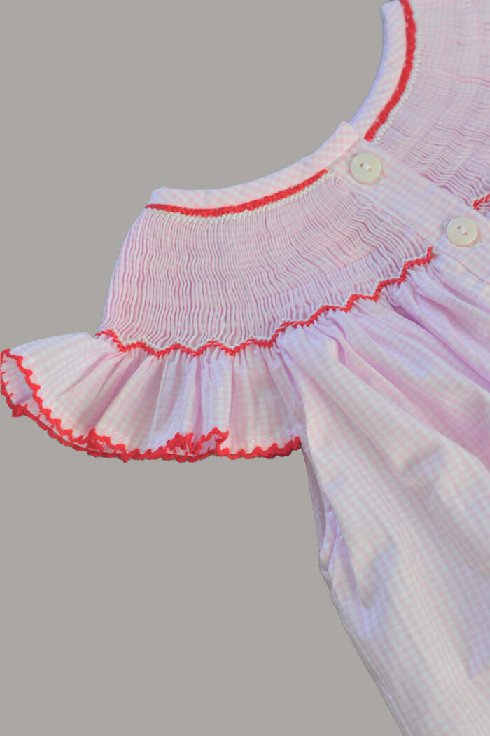 Strawberry Hand Smocked Bishop Romper