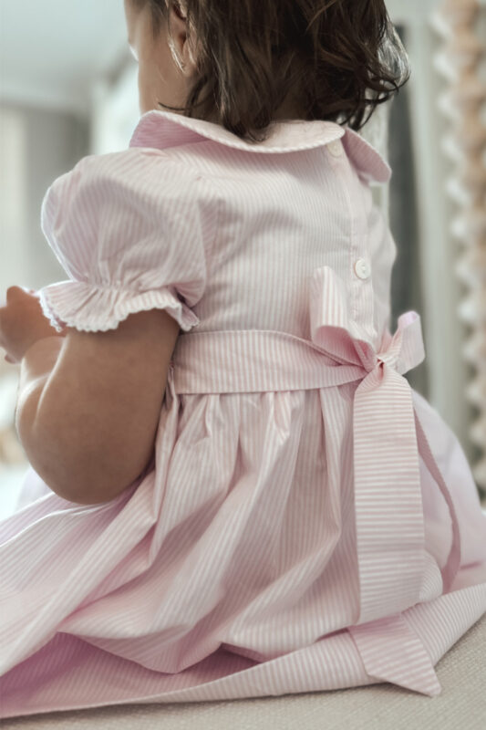 Light Pink Striped Hand Smocked Dress