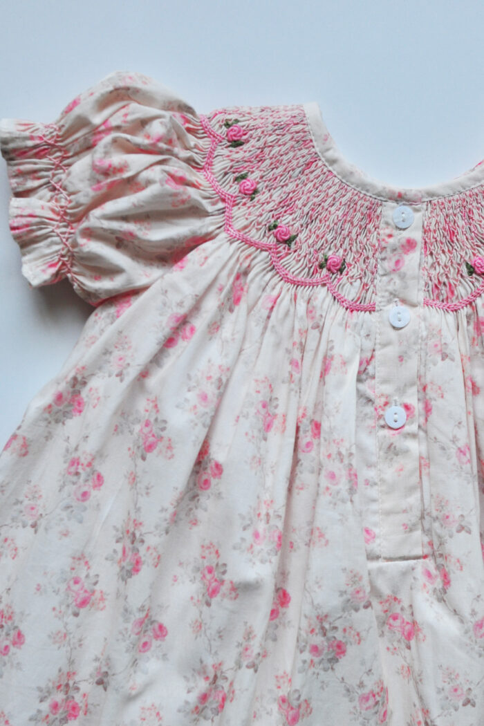 Peach Rose Hand Smocked Dress